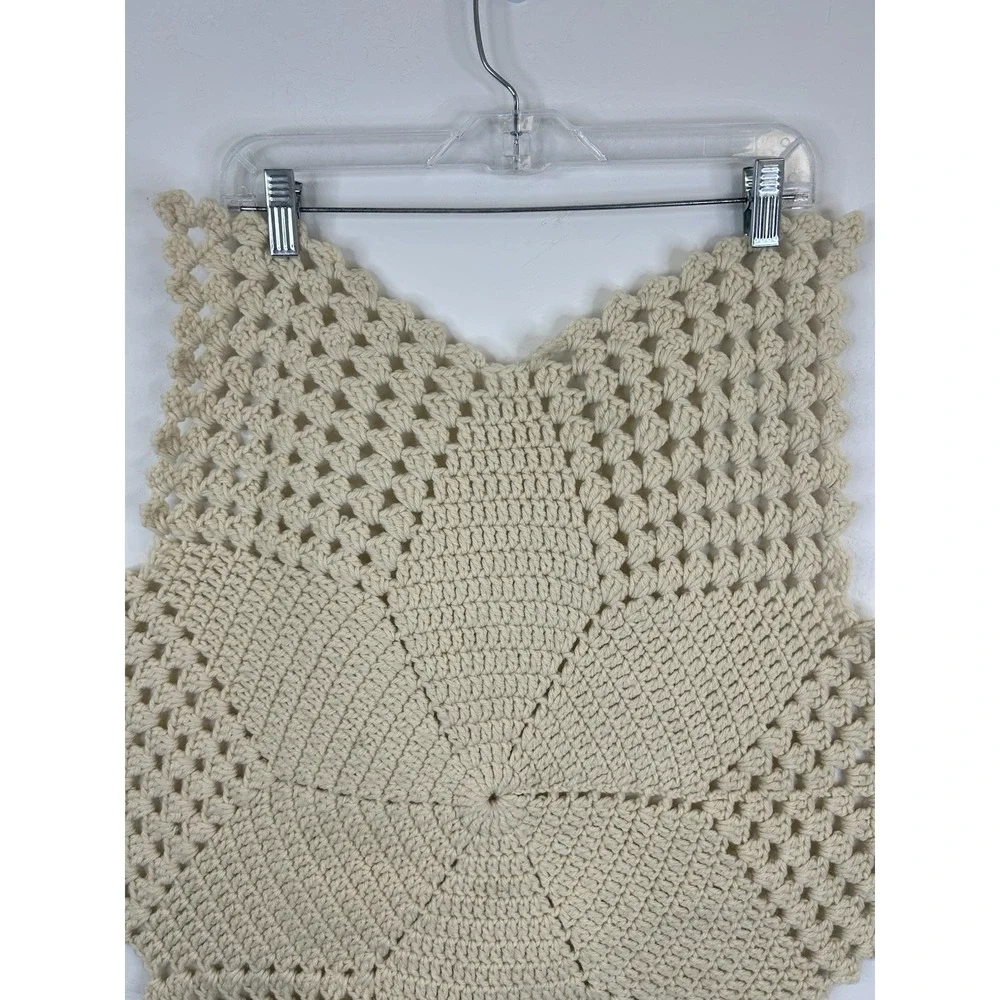 Six Pointed Crotchet Star Extra Large Yarn Doily Table Runner Decor Vintage Boho